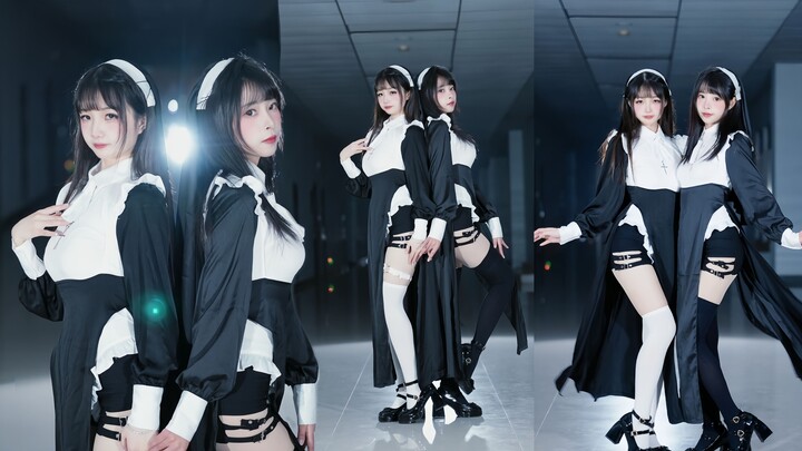 The black and white nun twins are so cute and adorable~ Arrogant dance💘