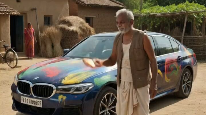 The villager colouring the BMW car