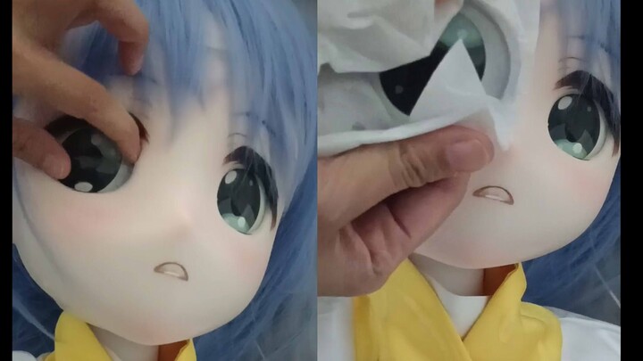 I was a little scared when I was helping Yin cleanse her eyes.