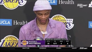 Russell Westbrook on LeBron's "monster performance", Lakers' 124-116 win vs Warriors