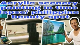 #first vlog..Acrylic scenery painting in time lapse/ philippine  beauty spot..