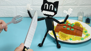 Cartoon Cat Lego Brown Butter Honey Salmon Recipe - เลโก้ในชีวิตจริง / Stop Motion Cooking & ASMR