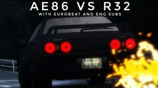 Initial D Legend 2: AE86 vs R32 Full Battle (Eurobeat)