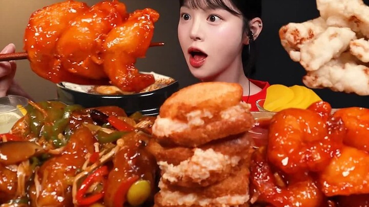 【Boki Chinese Subtitles】Crispy breaded shrimp, sweet and sour pork, spicy shrimp, just look at it an