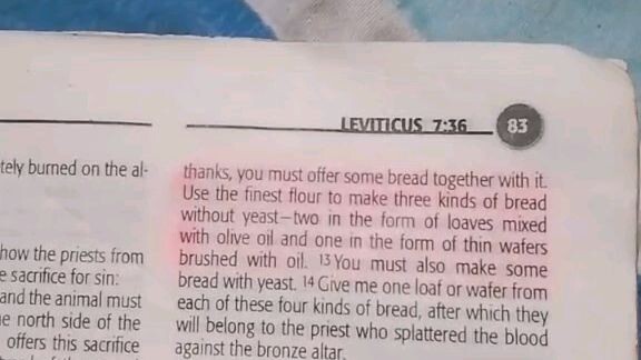 Daily Verse         Leviticus 7:11-14