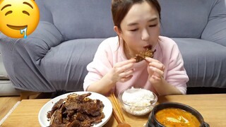 Mukbang Thịt dẻ Sườn Bò ,canh đậu tương #mukbang #mukbangASMR