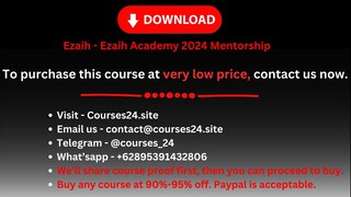 Ezaih - Ezaih Academy 2024 Mentorship