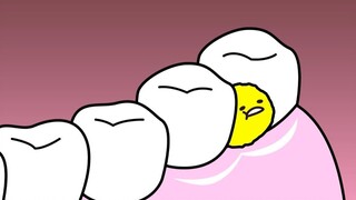 这可怎么办？懒蛋蛋被卡在牙缝里了！