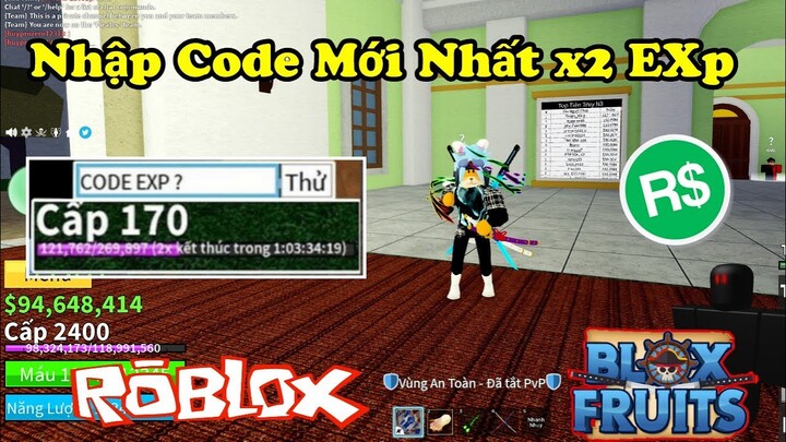 Roblox | Nhập CODE Blox Fruit Mới Nhất 2x Exp Hiện Tại Vẫn Còn Nhập Được.