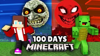 JJ and Mikey Survived 100 Days From Scary RED SUN and LUNAR MOON in Minecraft Challenge Maizen