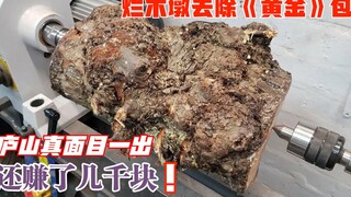 扔在马路边的烂木墩，慧眼识宝捡回家，破除黄金包浆直接赚几千块