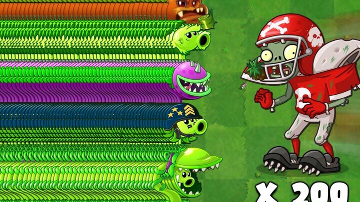 PvZ 2 Challenge - Use 10 of each plant with 1-energy boosts against 200 Modern Superstar Zombies