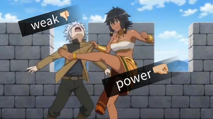 Strong amazoness K.O. the boy with her foot