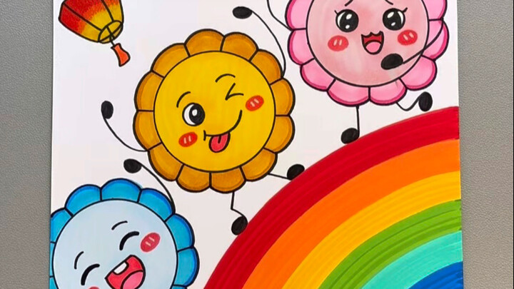 Teach you to draw a Mid-Autumn Festival theme painting with simple methods #Mid-Autumn Festival Pain