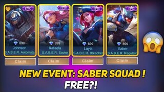 SABER SQUAD SKIN! FREE?! CHANCE TO GET SKIN (DON'T MISS) MOBILE LEGENDS: BANG BANG