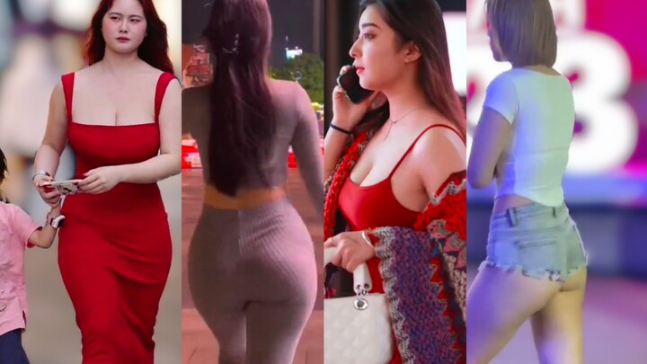 [Street Snap at Chengdu Taikoo Li 083] Curvy girl, gorgeous peach-shaped butt, tight skirt, skinny p