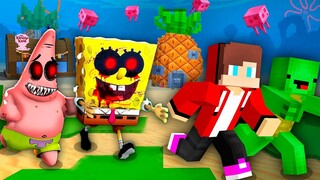 How Mikey and JJ ESCAPE From Scary SPONGEBOB.EXE and PATRICK.EXE in Minecraft Challenge Maizen