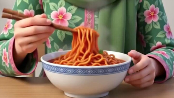 girl eating spicy noodle cartoon ❤️😉🤌
