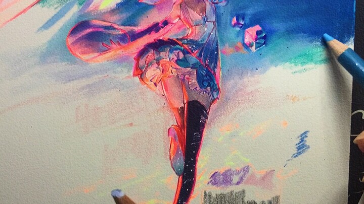 Use 56 colored pencils to draw an extremely light-sensing MIKU!
