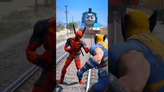 GTA V: DEADPOOL VS WOLVERINE SAVED BY HULK FROM THOMAS THE TRAIN #shorts