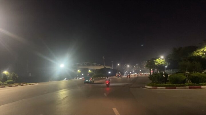Riding around My Dinh stadium Hanoi.
