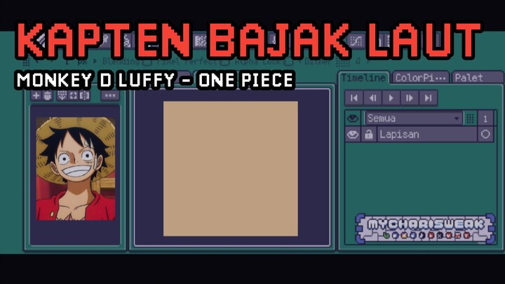 Kapten Bajak Laut | Monkey D Luffy - One Piece | Pixel Art Timelapse