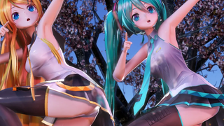 Mu bu shiki Miku ผู้ใหญ่ Rin ดำน้ำเป็นสีน้ำเงินMMD