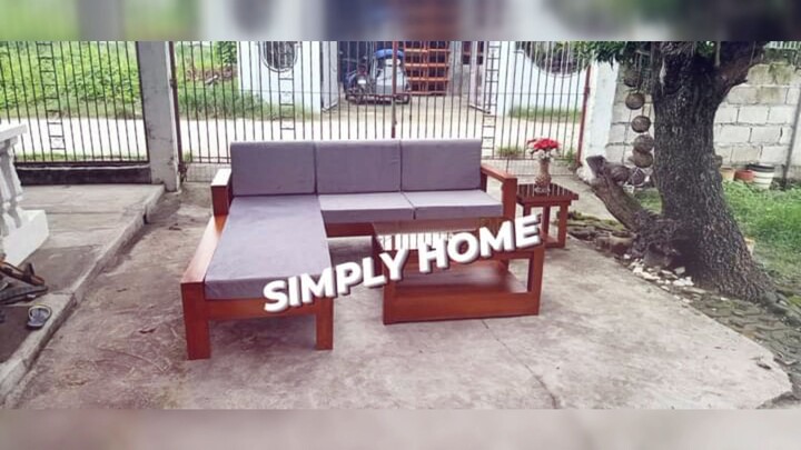 L-TYPE WOODEN SALA SET❕◾MADE TO ORDER◾SIZE 6X6 FT◾FREE TOP GLASS◾WITH CENTER & SIDE TABLE◾