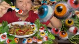 เยลลี่ลูกตาพริก100เม็ต #Mukbang #ASMR Edible eye slime #ลูกตาขันติ