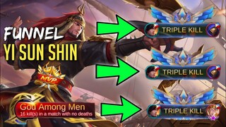 *16 | 0 | 8 | KDA* UNLI TRIPLE KILL YI SUN SHIN FUNNEL + GOD AMONG MEN GAMEPLAY • SoooYah Gaming