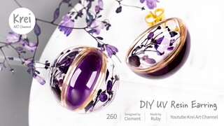 【モールドなしUV レジン】DIYでドライフラワーを使ってピアスを作りました〜♪ UV Resin -DIY Dried Flower in UV Resin Earring.