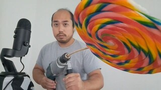 ASMR LARGEST RAINBOW LOLLIPOP  (EATING SOUNDS, ELECTRIC DRILL SOUNDS & INCLUSIVE