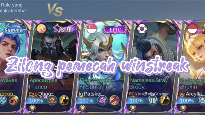 Dihina  publik, zilong pemecah winstreak