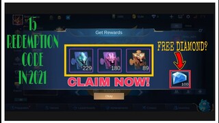 NEW REDEMPTION CODE •15 REDEMPTION CODE IN 2021• GET FREE DIAMOND💎 CLAIM IT NOW!