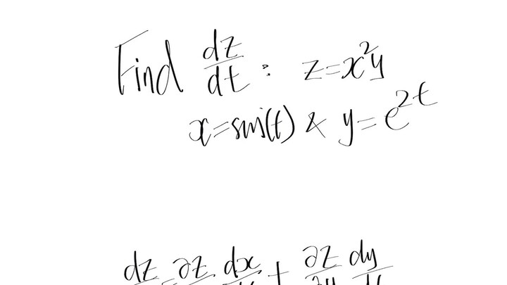 Find dz/dt: z=x^2 y, x=sin(t) & y=e^(2t)