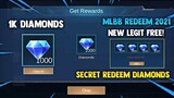 NEW! 1K REDEEM CODE DIAMONDS! SECRET EVENT! (CLAIM NOW!) | MOBILE LEGENDS 2021