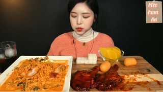 Gà nướng than củi, mì hải sản cay sốt kem béo phần 4 #anngonmoingay