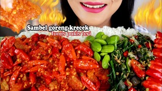 ASMR SAMBEL GORENG KRECEK, TUMIS PAKIS TERI, PETE | ASMR MUKBANG INDONESIA