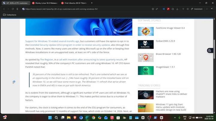 HP: 30% of PC customers are still running Windows 10