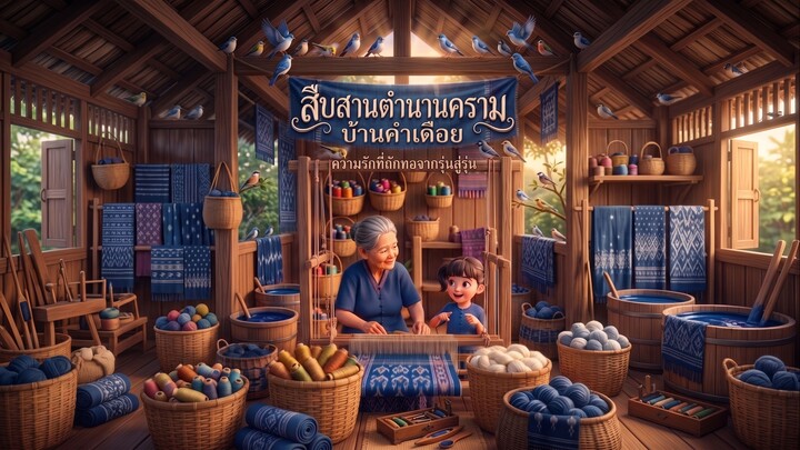 ทอผ้าย้อมครามภูไทบ้านคำเดือย