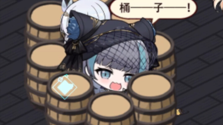 The Cheshire Cat lets out a strange cry, fed up with the bucket’s racket.