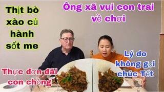 Thịt bò xào củ hành sốt me/khách bị tai nạn/con chồng về chơi ông xã vui/món ngon mỗi ngày/Cuộc sống