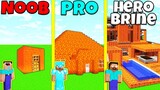 Minecraft Battle: NOOB vs PRO vs HEROBRINE: LAVA BLOCK BASE HOUSE BUILD CHALLENGE / Animation