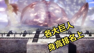 盘点进击的巨人里各大巨人的身高排名 上