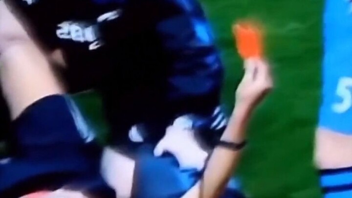 Even the referee who’s lying there holding up a red card is something else