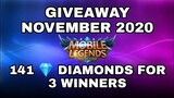 Giveaway November 2020 | Mobile Legends Free Diamonds | Giveaway Free Diamonds Mobile Legends