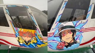 Saya menggambar Kimetsu no Yaiba dengan helikopter!