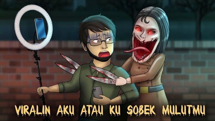 Pengen Viral, Hantu jepang Mulut Sobek Pindah Indonesia #HORORKOMEDI  Kartun Luc