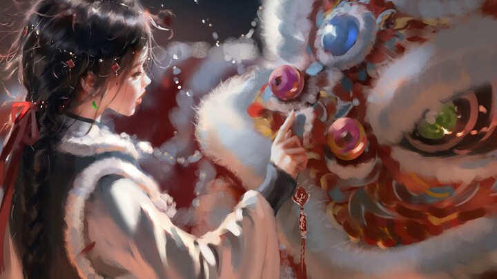 【Quá trình vẽ của WLOP】 Múa lân 【Quỷ Đao】
