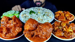 SPICY BUTTER CHICKEN, CHICKEN MANCHURIAN, FRIED RICE, SALAD, CHILI MUKBANG ASMR EATING | #LiveToEATT